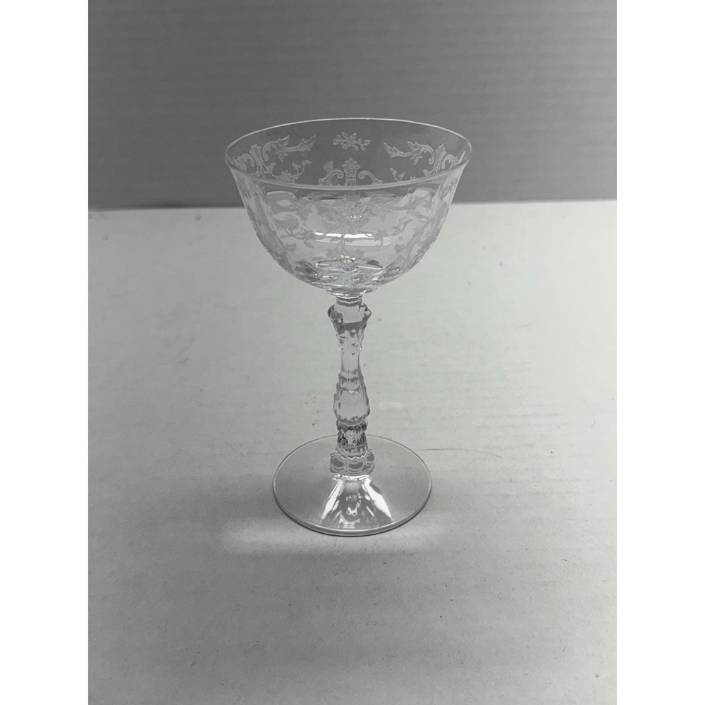 Fostoria Navarre Crystal Clear 5 1/2" Champagne Stem Etched Depression Glass